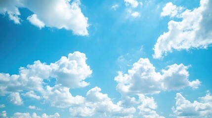Poster - Blue Sky With White Clouds Stunning Background For Various Uses Clear Day With Pleasant Weather