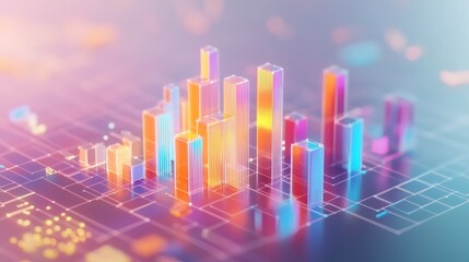 Leinwandbilder - Abstract Cityscape with Neon Towers on a Grid Network