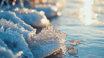 Aufkleber - Closeup of ice along a lake shore