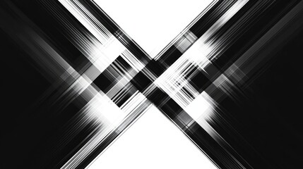 Aufkleber - Abstract cross line grid pattern featuring regular diagonal lines that create an X shape with intersecting lines and corners showcasing a geometric design in black and white