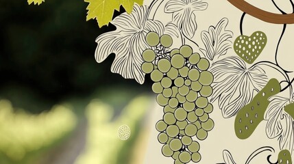 Aufkleber - Bunches of green grapes under sunlight close up view featuring beautiful bokeh Ideal for posts screensavers or wallpapers