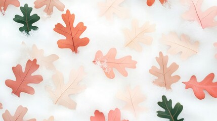 Aufkleber - Close Up of Oak Leaves on Snow