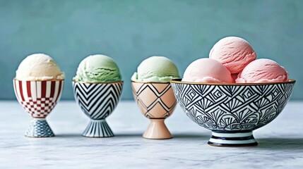 Aufkleber - Colorful Ice Cream Scoops in a Bowl