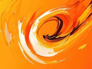 Poster - Abstract swirl motion artwork with vibrant orange background for design Contemporary digital illustration with a dynamic feel