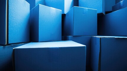 Aufkleber - Blue cardboard boxes viewed from the side
