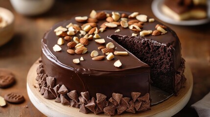 Aufkleber - Chocolate Soft Cake with Almonds and Cookies