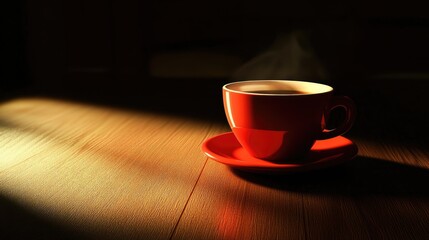 Poster - Coffee Cup on Dark Table