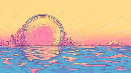 Aufkleber - Blurry Sun Reflection on Water Surface Abstract Background