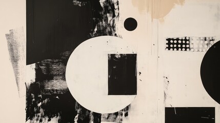 Aufkleber - Abstract artwork featuring black shapes on a light backdrop