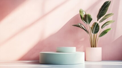 Aufkleber - 3D rendered podium featuring a vibrant pastel backdrop designed for product display