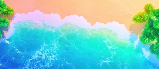 Aufkleber - Amazing Nature Seashore Landscape Background Aerial View Waves Crashing On Beach Ocean Background