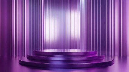Poster - 3D render of a podium stage set against a purple glass background