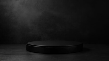 Aufkleber - Black podium for showcasing products against a dark background 3D rendering