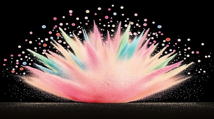 Poster - Abstract Powder Splash Background Pink Powder Burst on Dark Surface Vibrant Colored Cloud Colorful Dust Erupts Holi Paint Explosion