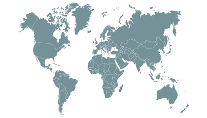  World map. Grey modern vector map. Silhouette map