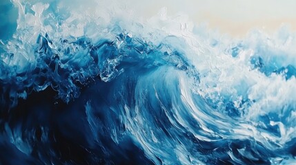 Aufkleber - Abstract Blue Wave Painting