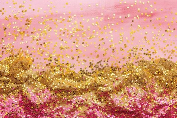 Wall Mural - A gold and pink background with a lot of glitter, generative ai