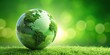 © suchetpong - Symbol of environmental conservation efforts reflected in a green globe