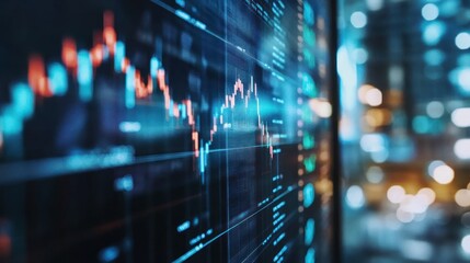 Poster - A digital stock market graph displaying financial trends and data analysis.