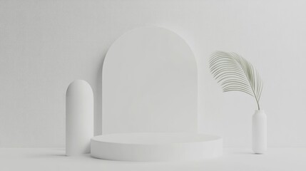 Aufkleber - 3D Abstract White Podium For Product Display Isolated On White Background Minimal Showcase For Objects Empty Promotional Stand 3D Rendering