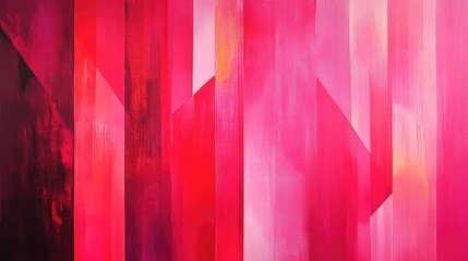 Poster - Abstract red geometric painting featuring vibrant stripes and a fluorescent backdrop ideal for artistic wallpapers and designs