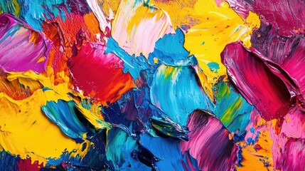Aufkleber - Abstract oil painting featuring vibrant blobs of color and dynamic brush strokes perfect for wall art and modern decor Large scale artwork showcasing expressive techniques