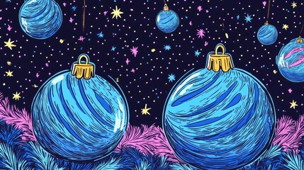 Aufkleber - Blue Sparkle on a Dark Background During the Holidays