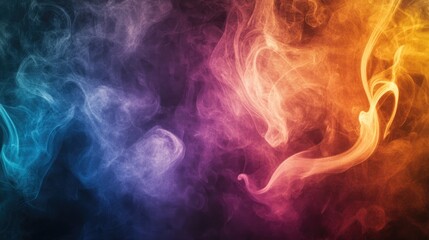 Aufkleber - Abstract composition featuring multicolored textures with a grunge effect showcasing curling lines and a fantasy smoke backdrop