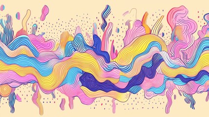 Aufkleber - Abstract Digital Background with Rainbow Effect Blurred Patterns Moire Wavy Designs and Color Gradients