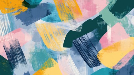 Aufkleber - Abstract painting featuring brush marker and pencil stroke patterns Vector artwork with a vintage retro style Colorful sketch drawing with shades of blue green yellow pink and gray