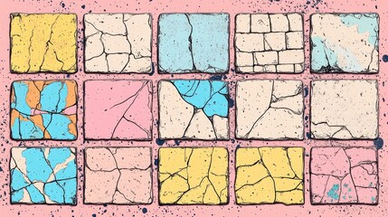Aufkleber - Aged Weathered Stone and Grunge Textured Floor Tiles