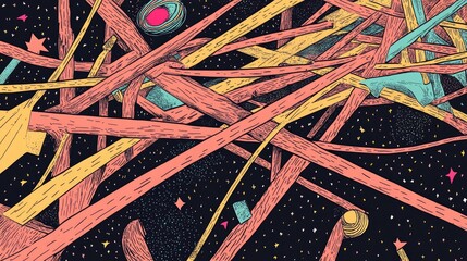 Aufkleber - Abstract Black Line on Dark Background