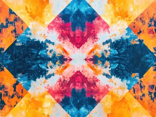 Aufkleber - Colorful Geometric Design Stunning Acrylic Kaleidoscope Tie Dye Patterns Vivid Dyed Background Lively Abstract Texture Enchanting Creative Artwork Artistic Illustration