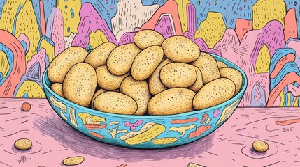Aufkleber - Bowl of Potatoes Wide View