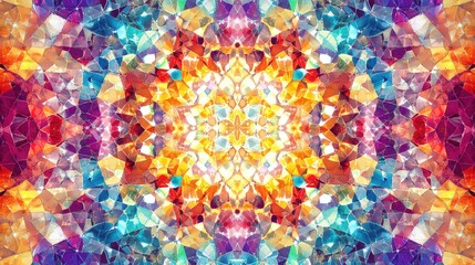 Aufkleber - Abstract mosaic illustration featuring a kaleidoscope pattern with vibrant colors creating a decorative fantasy texture