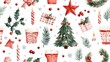 © Thi - A charming seamless watercolor design featuring a festive Christmas scene.