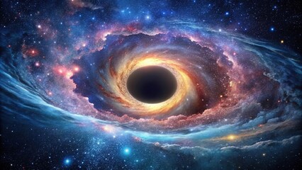 Wall Mural - symmetrical cosmic galaxy with black holes on both sides