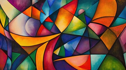Aufkleber - Abstract composition of vividly colored shapes exploring themes of creativity imagination and artistic expression