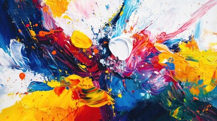 Aufkleber - Abstract oil painting featuring vibrant blobs of color and dynamic brush strokes perfect for wall art and modern decor Large scale artwork showcasing expressive techniques