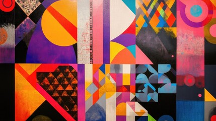 Aufkleber - Colorful geometric design featuring an array of vibrant shapes and patterns