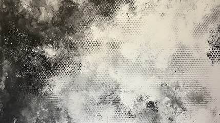 Aufkleber - Abstract painting featuring a striking blend of white and grey halftone patterns
