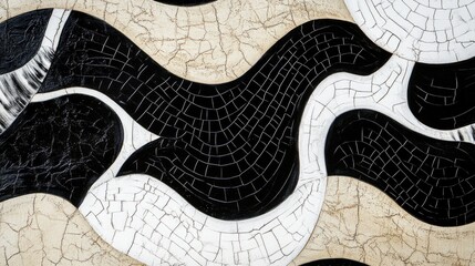 Aufkleber - Abstract artwork featuring contrasting white and black patterns