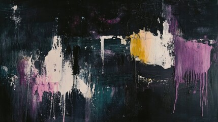 Aufkleber - Abstract painting featuring paint stains on a dark background showcasing a painted matte texture in a contemporary artistic style