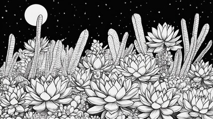 Aufkleber - Black and white image of Sempervivum succulent variety