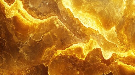 Aufkleber - Abstract golden marble texture featuring a fantasy fractal design in shades of yellow and brown Digital artwork with a 3D rendering effect