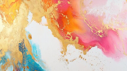 Poster - Abstract oil painting featuring spilled paint on paper with golden shiny vein textures suitable for prints wallpapers cards murals rugs and wall art