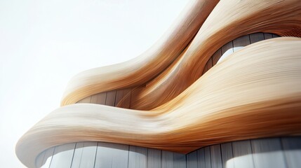 Poster - A modern architectural design featuring fluid wooden curves and sleek surfaces.