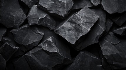 Aufkleber - Black geometric stone and rock texture background minimalistic mockup for product display or showcase dark stone spa charcoal theme 3D rendering