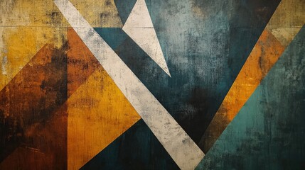Aufkleber - Abstract painting featuring a geometric design with a vintage texture showcasing a modern artistic interpretation of geometric patterns
