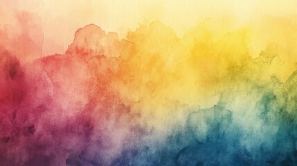 Aufkleber - Abstract Rainbow Watercolor Painting Background Gradient Colors Sunlight Wind Splash Brushstroke Vibration Grain Blurring Grainy Textured Paper Banner